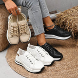 Platform Lace-Up Sneakers – Walk tall in style! - The Leopard Owl Boutique