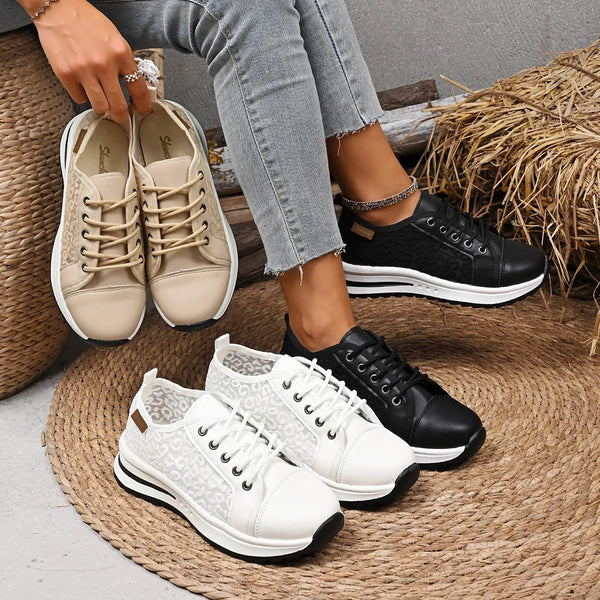 Platform Lace-Up Sneakers – Walk tall in style! - The Leopard Owl Boutique