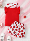 Girls Fashion Set: Headband & Matching Outfit - Ruffle Sleeve Top & Pants - The Leopard Owl Boutique