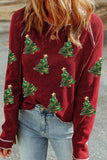 Sequin Christmas Tree Waffle Knit Sweatshirt - The Leopard Owl Boutique