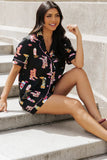 Printed Button Up Short Sleeve Top and Shorts Lounge Set - The Leopard Owl Boutique