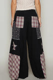 POL Drawstring Star Patch Contrast Wide Leg Pants - The Leopard Owl Boutique