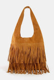Fame Layered Fringe Detail Suede Hobo Bag - The Leopard Owl Boutique